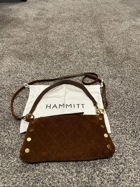 Hammitt Brown Suede Quilted Crossbody with Gold Hardware
